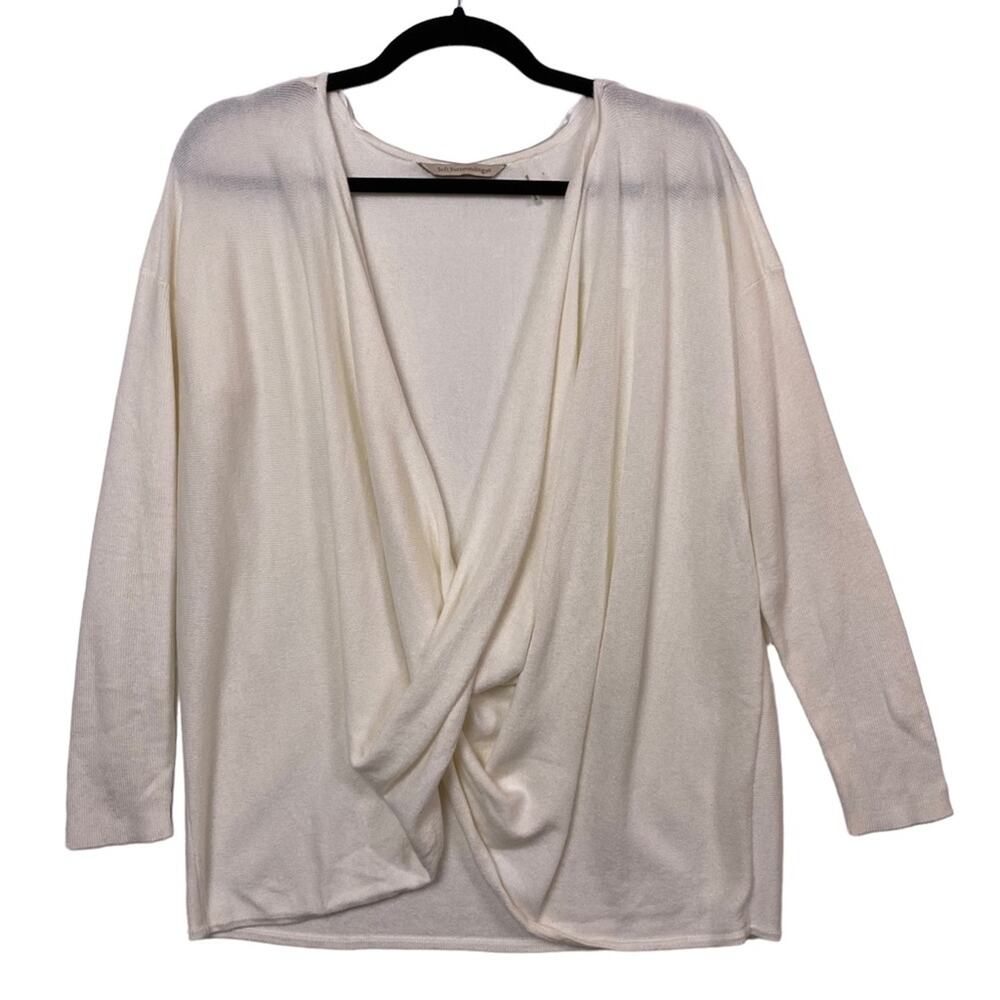 Soft Surroundings Ivory Twisted Draped Pullover Long Sleeve Sweater Size Large